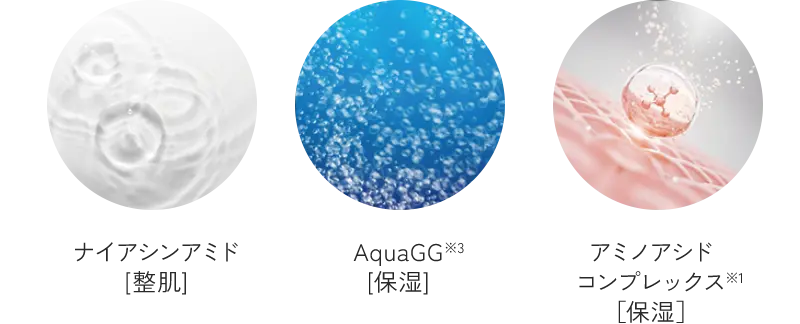 ナイアシンアミド[整肌] AquaGG※3[保湿] アミノアシドコンプレックス※1[保湿]